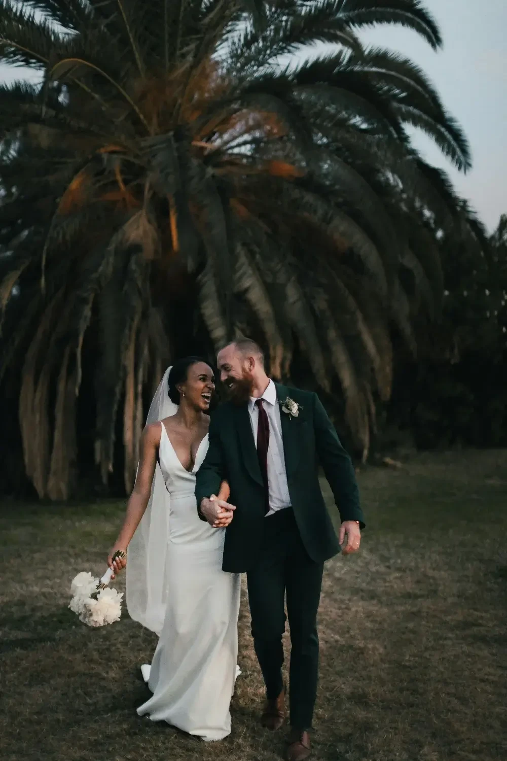 Elegant bride and groom in wedding attire