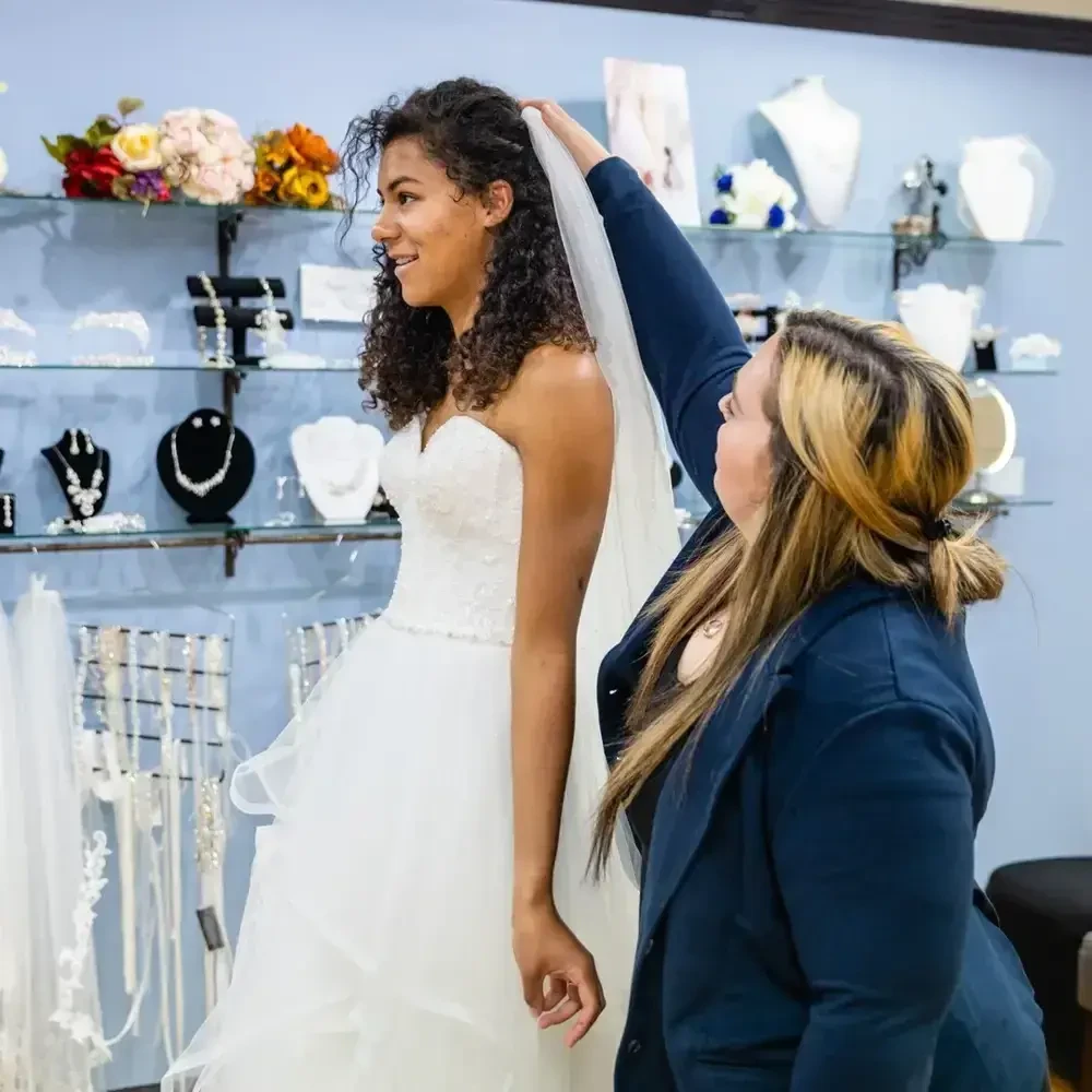 Beautiful wedding gown at Bridal Elegance