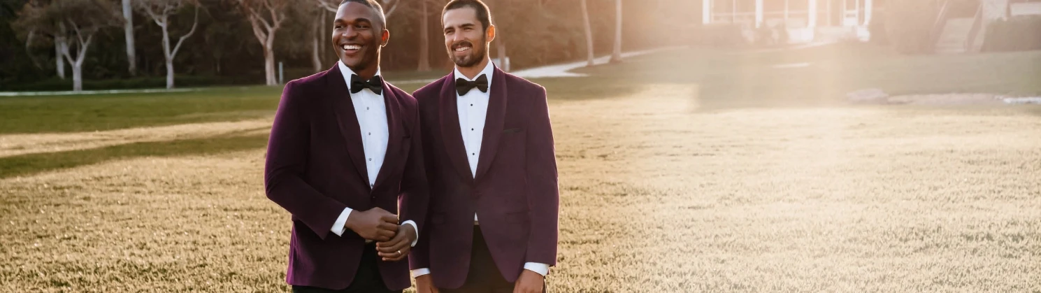 Models wearing the pink suits