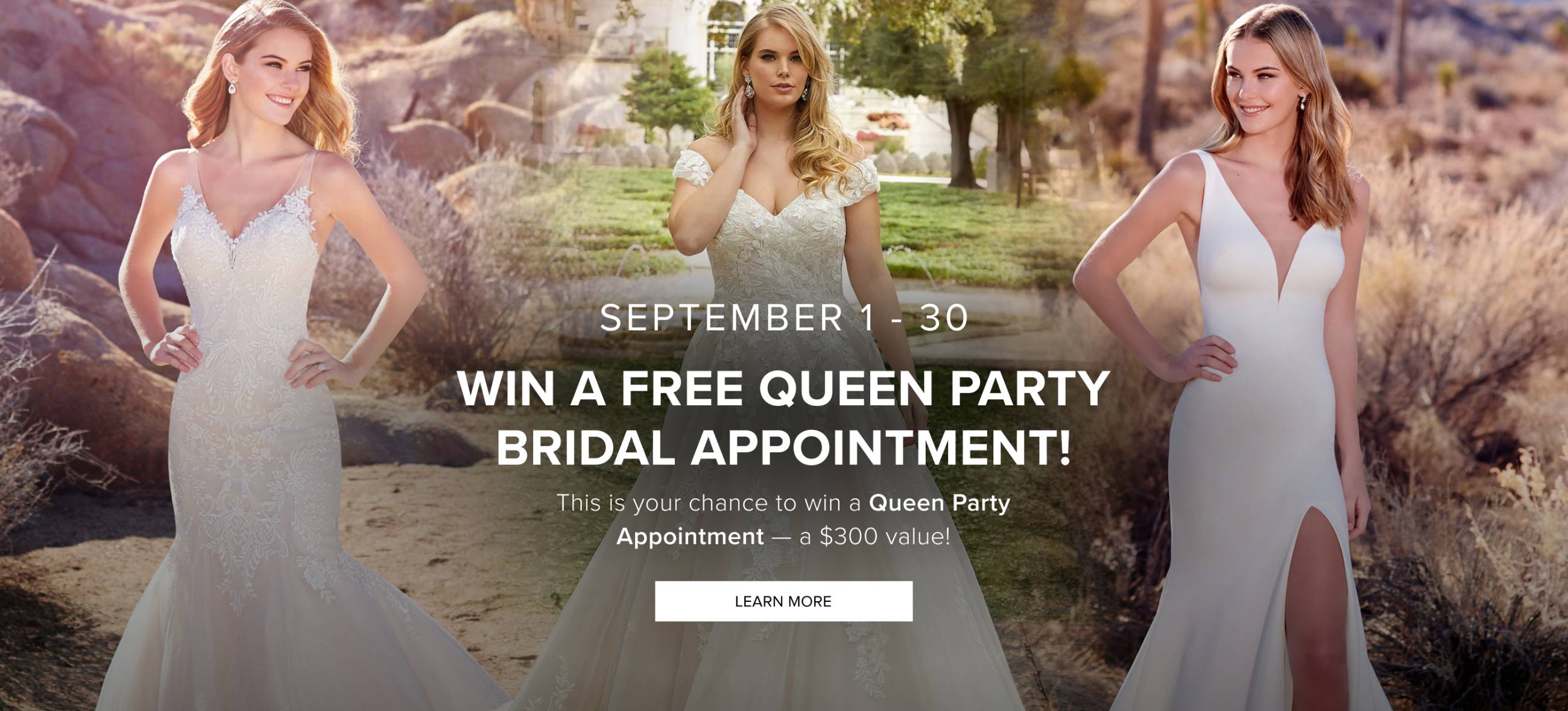 "Win A Free Queen Party Bridal Appointment" Banner Desktop