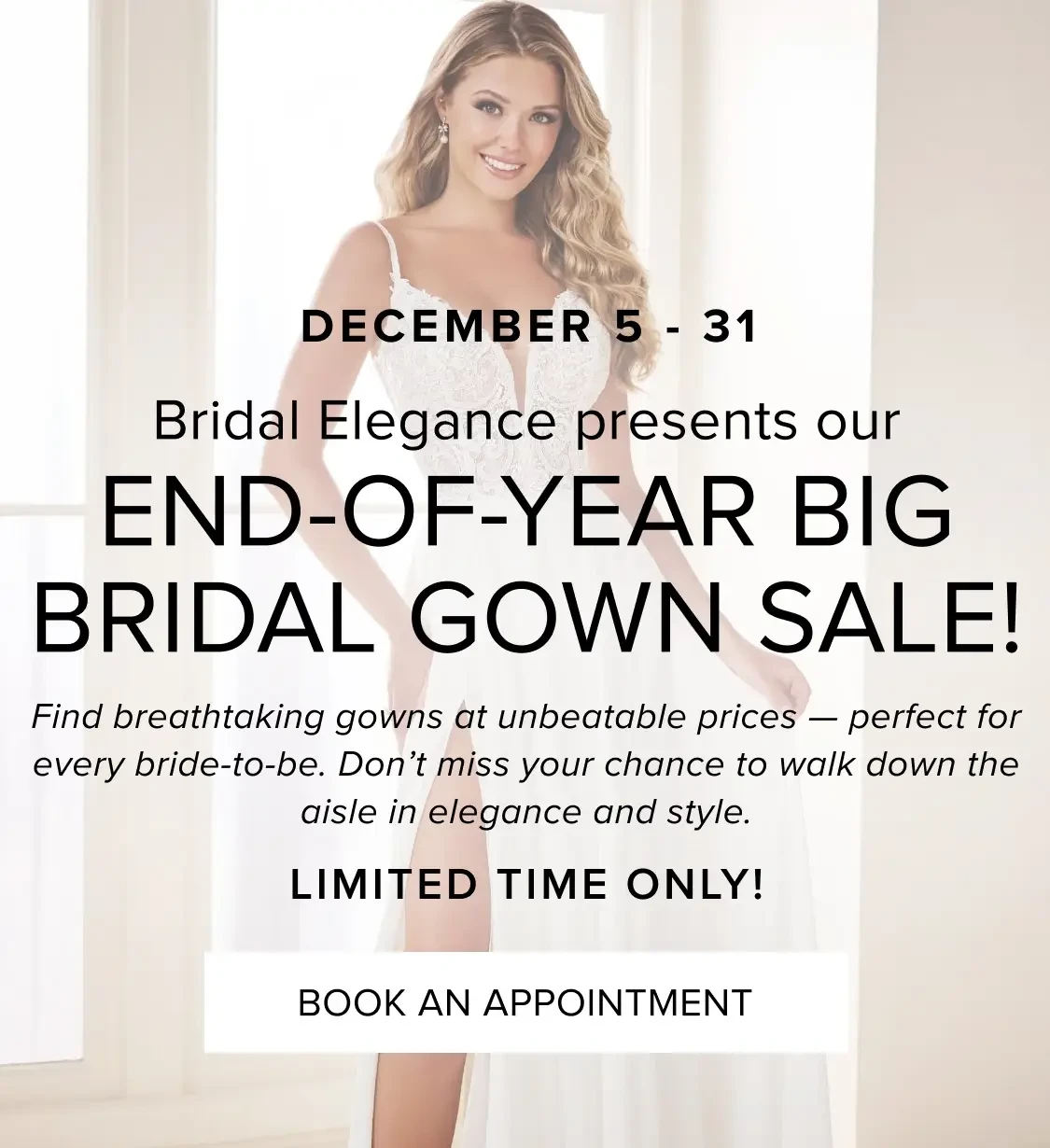 End of Year Big Bridal Gown Sale Mobile Banner